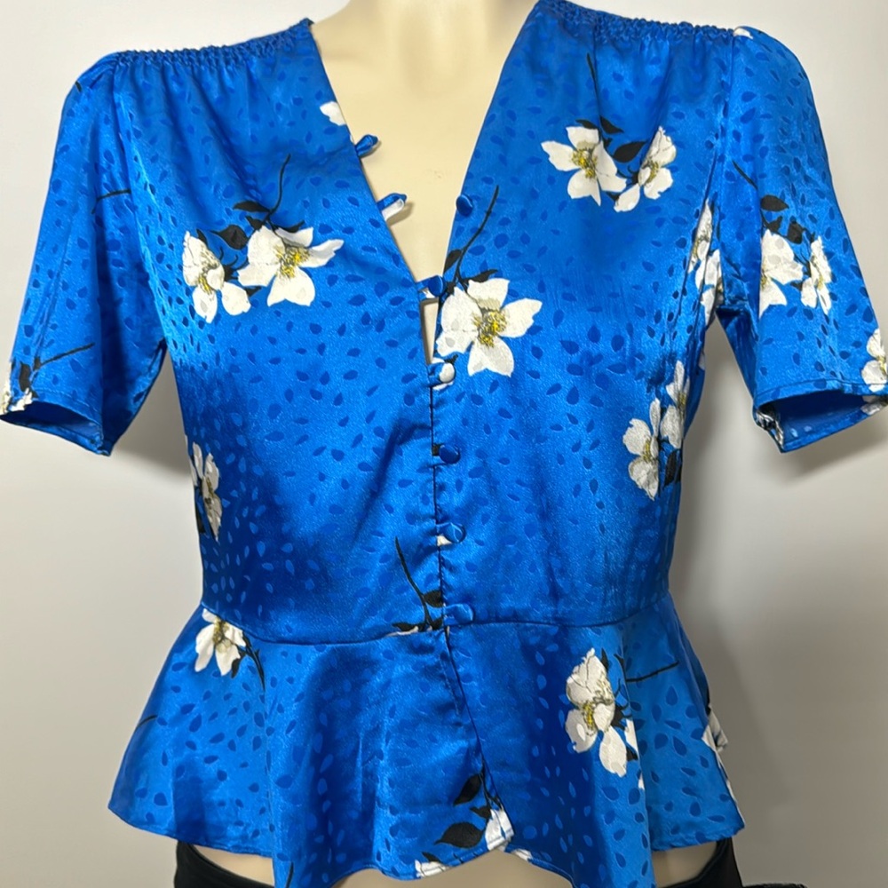 NWOT Topshop blue faux silk blouse